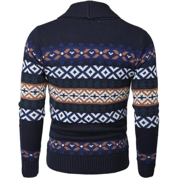 Mens Casual Comfortable Fit Cardigan Sweater Cmocal064-navy - Picture 3 of 6